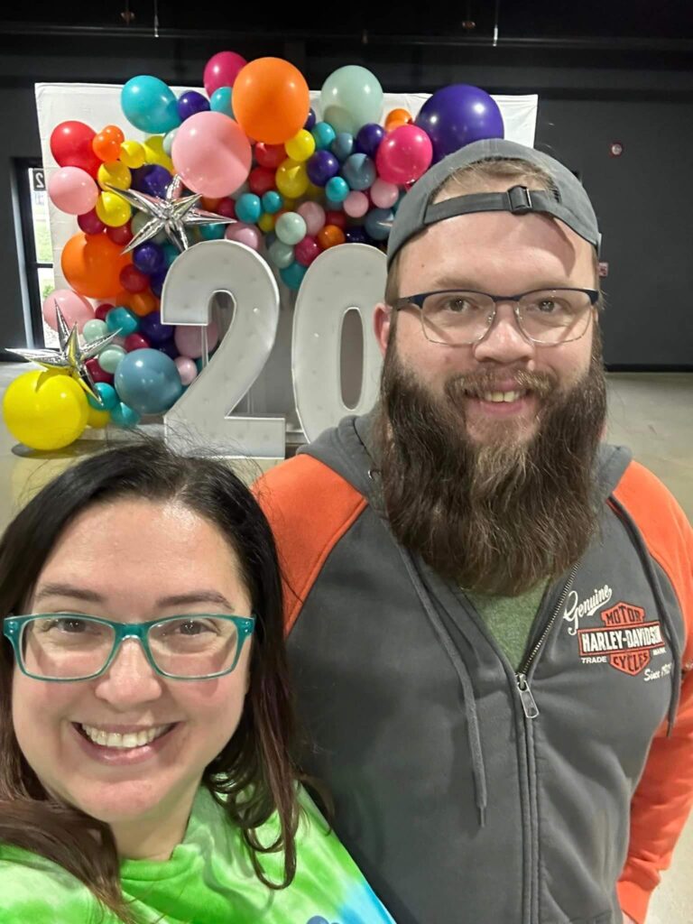 Jill with a car load of balloons ready for an event!